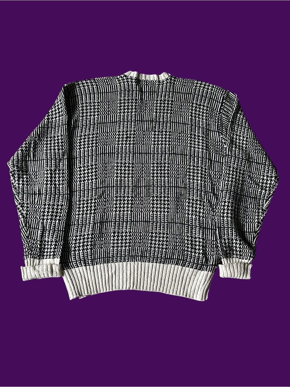 Vintage 90s Polo Ralph Lauren Silk V Neck Black Glen Plaid Sweater Men’s Size L - Picture 5 of 8